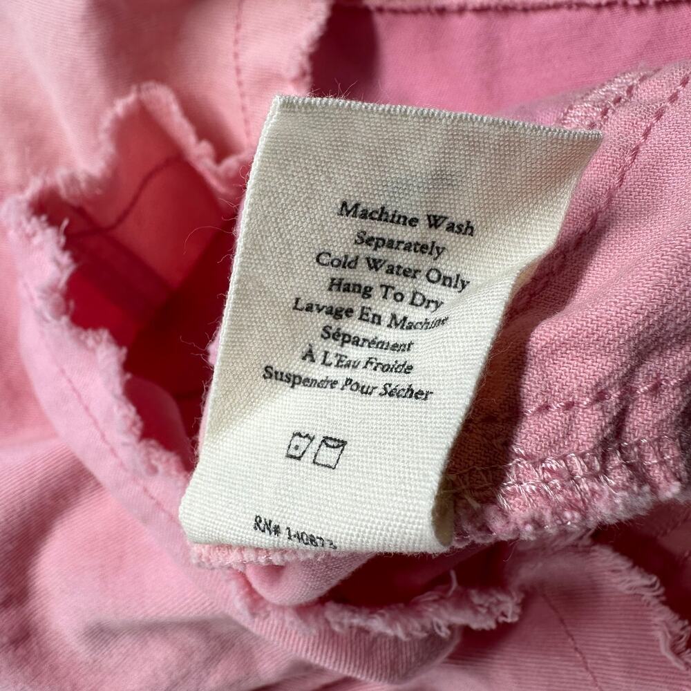 LoveShackFancy Cayde Skirt Womens 6 Pink Mini Raw Edge Cotton Colorblock Patch - Picture 7 of 10